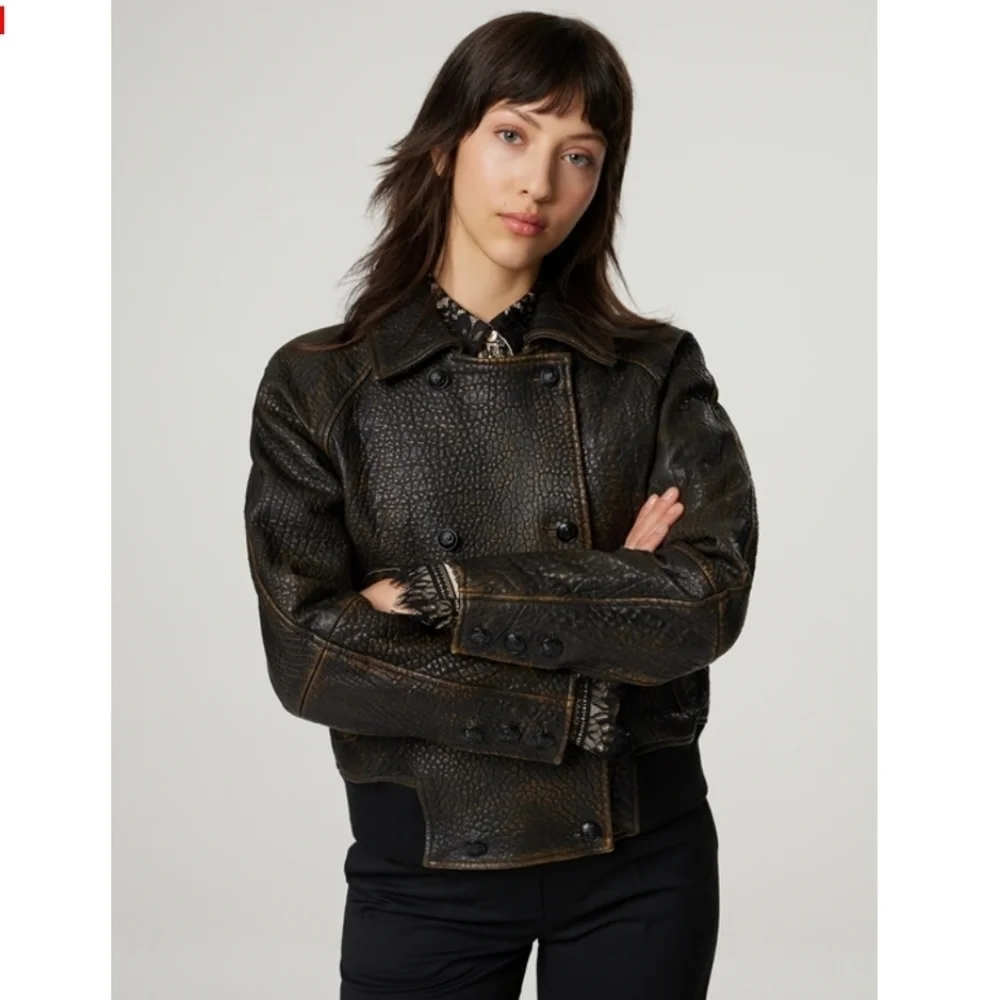 NWT The Kooples Embossed Sheep Leather Jacket